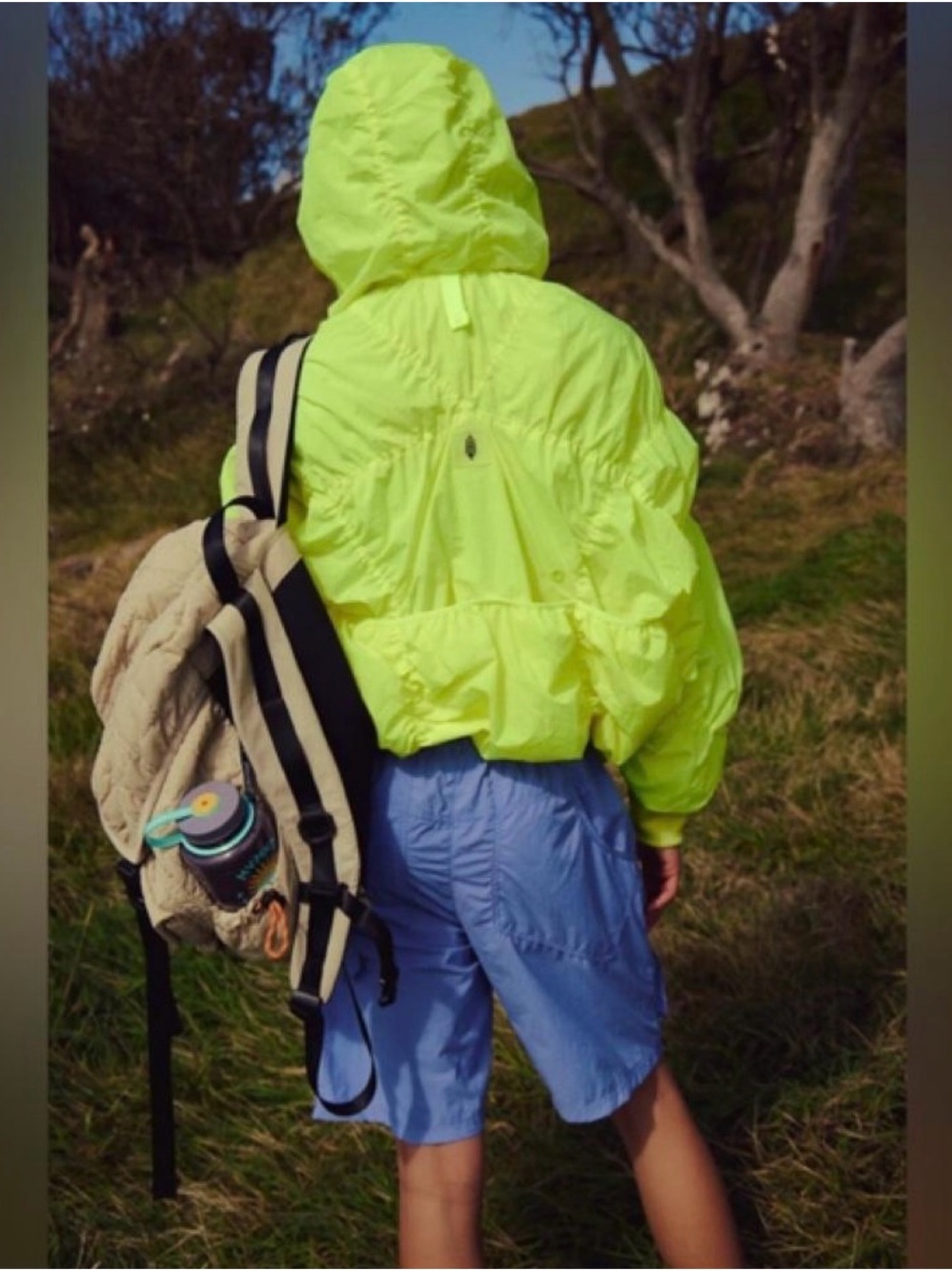 Free People Neon Yellow Hooded Utility Jacket